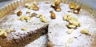 Torta caprese di noccioline e caffè