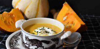 Minestra di zucca alla stracciatella di bufala