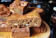 Brownies al caffè con noci e cioccolato bianco