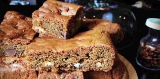 Brownies al caffè con noci e cioccolato bianco