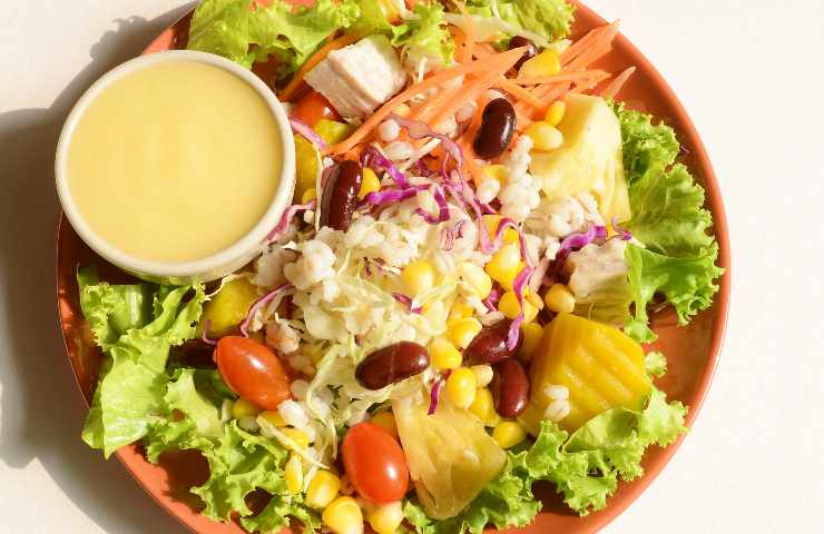 Plato con platos saludables