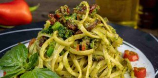 Linguine al guanciale con pesto di broccoli 02092023 ricettasprint