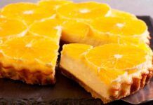 Crostata ripiena di crema all'arancia prepari il tutto senza uova e burro, solo 110 Kcal a fetta