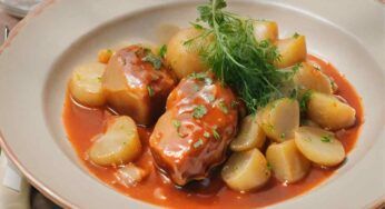 Spezzatino di merluzzo in agrodolce con patate, deliziati con una cenetta invitante e sorprendente