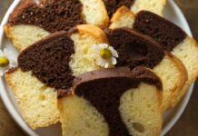 Plumcake bicolore senza uova e burro leggero e super soffice per la colazione di tutti anche chi è a dieta solo 100 Kcal