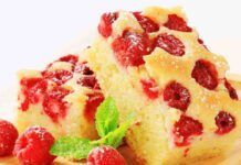 Torta delizia solo di lamponi, niente burro e niente uova così la mangio anche se sono a dieta