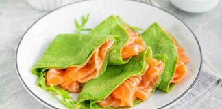 Crepes salate con le verdure tutte a crudo, dentro solo salmone e formaggio e ti gusti una sfiziosa cenetta senza pensare alla bilancia