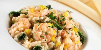 Un risotto non risotto, cremoso ma si mangia freddo, lo preparo con gamberetti spinaci e limone, quanto mi piace!