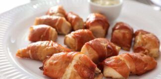Per un aperitivo che fa il botto, prova i miei bocconcini di pollo avvolti nel bacon croccante, farai un bis dopo l'altro!