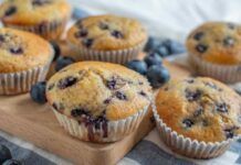 Questa volta mi sono superata, ho fatto dei muffin ai mirtilli senza usare i classici ingredienti solo 90 Kcal, che bontà