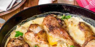 Pollo con funghi e panna