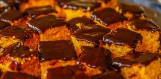 Dolce alla carota col cioccolato fuso