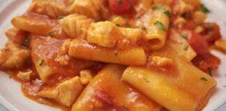 Paccheri con la rana pescatrice