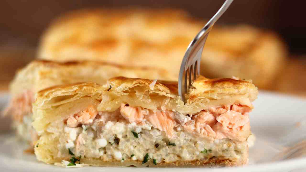 Torta salata salmone e zucchine