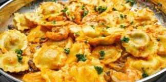 Ravioli ripieni di gamberetti
