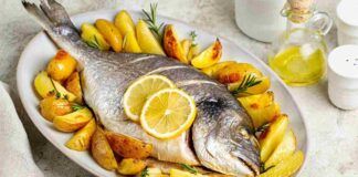 Spigola al forno con le patate