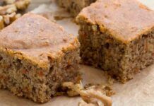 Torta morbida di noci e carote