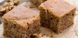 Torta morbida di noci e carote