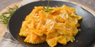 Farfalle alla crema di zucca e porri