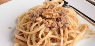 Linguine alla crema di noci e speck
