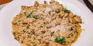 Risotto con pancetta e funghi