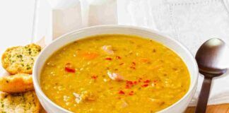 zuppa calda lenticchie e pancetta