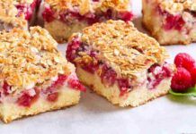 Brownies con avena e lamponi