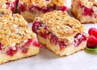Brownies con avena e lamponi