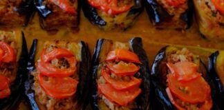Melanzane ripiene con uova sode provola pomodori Ricetta Sprint