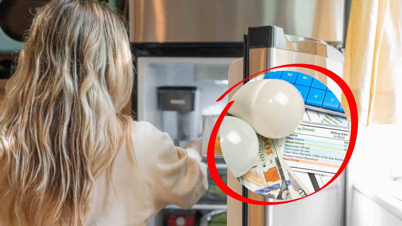 Donna davanti al frigo aperto