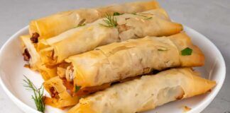 Involtini di pasta fillo con melanzane e salsicce