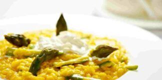 Risottino zafferano asparagi burratina