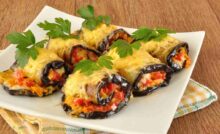 Rotoli di melanzane con peperoni e provola