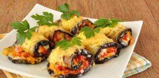 Rotoli di melanzane con peperoni e provola