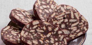 Salame di cioccolato da 180 kcal,
