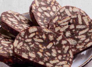 Salame di cioccolato da 180 kcal,