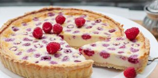 Crostata al cioccolato bianco e lamponi