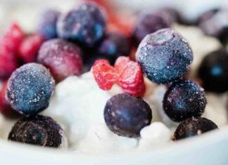 Crema di yogurt e frutta congelata