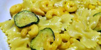 Farfalle zucchine e gamberi