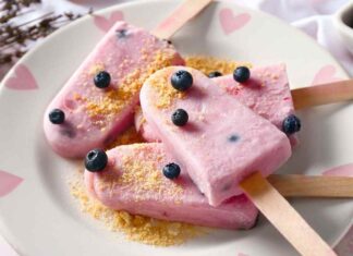 Ghiaccioli yogurt e mirtilli