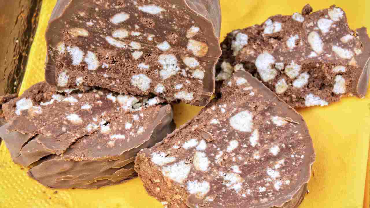 Salame di cioccolato velocissimo e light
