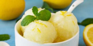 Sorbetto al limone senza gelatiera