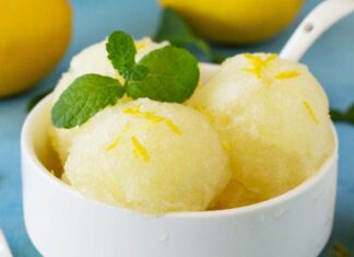Sorbetto al limone senza gelatiera