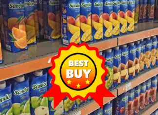 Succhi di frutta in un supermercato