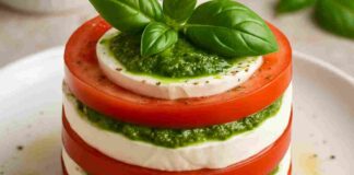 Uno la caprese sbagliata No, quella furba la faccio a strati, la servo fredda come un tortino salato. Quando il caldo picchia ti passa pure la voglia di cucinare.