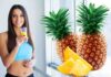 Donna in forma ed ananas