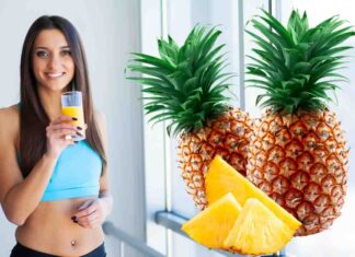 Donna in forma ed ananas