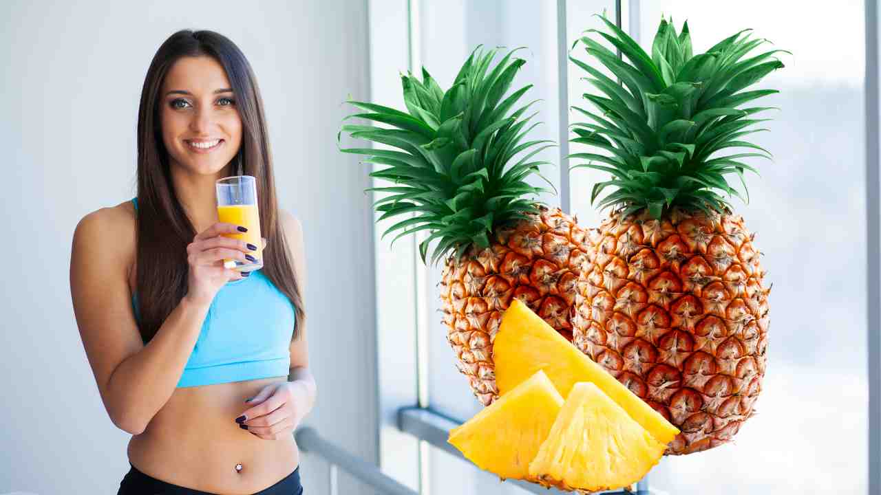 Donna in forma ed ananas