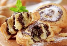 Preparo io la crema al cioccolato, la piazzo nella sfoglia e via in forno: queste si che sono girelle speciali Girelle veloci di pasta sfoglia con crema al cioccolato