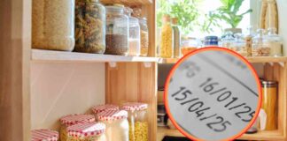 Del cibo in dispensa ed una data di scadenza